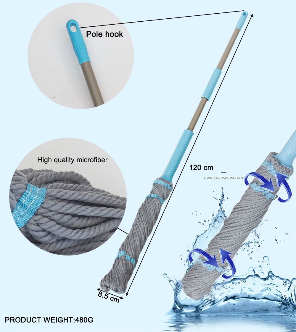 ممسحة دوارة ذاتية العصر تساعد المقبض على لف الماء وعصره من رأس الممسحة لتوفير مجهودك والحفاظ على يديك جافة  ✅✅تتميز ممسحة الأرضيات  بامتصاص قوي للماء وتلتقط الغبار والشعر والأوساخ بإحكام، مما يجعل تنظيف الأرضيات أسهل