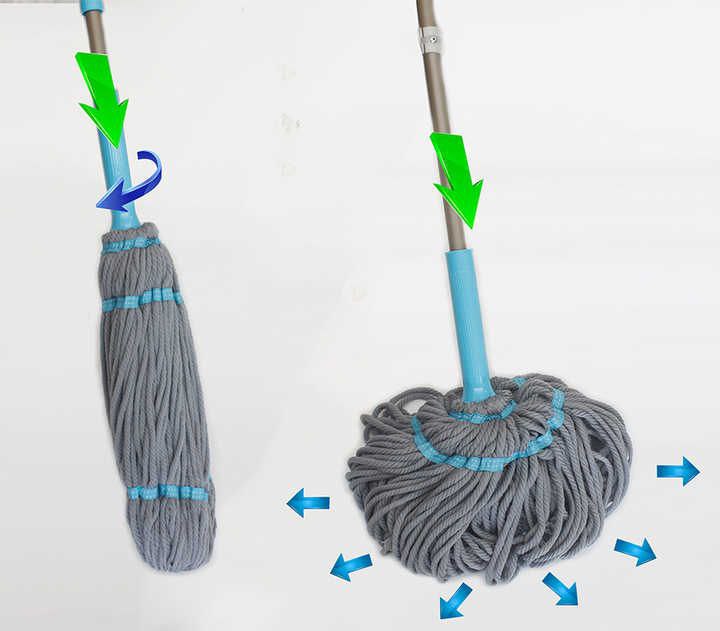 ممسحة دوارة ذاتية العصر تساعد المقبض على لف الماء وعصره من رأس الممسحة لتوفير مجهودك والحفاظ على يديك جافة  ✅✅تتميز ممسحة الأرضيات  بامتصاص قوي للماء وتلتقط الغبار والشعر والأوساخ بإحكام، مما يجعل تنظيف الأرضيات أسهل